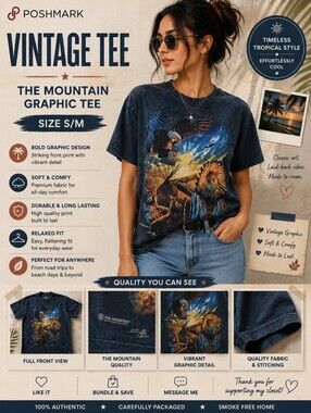 The Mountain 2007 Vintage Graphic Tee Wolf Eagle Native American Print | Mineral